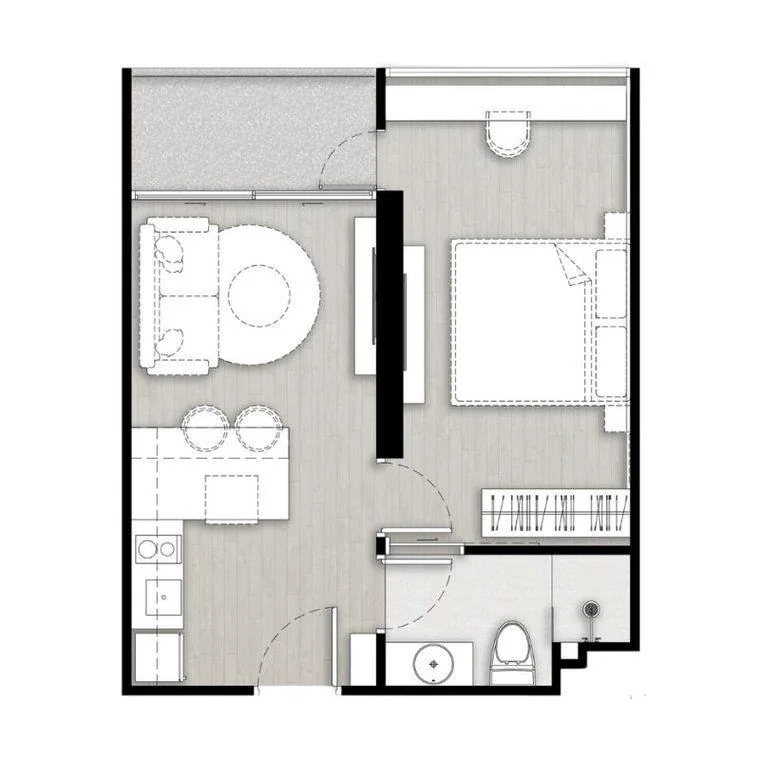 1 bedroom 40 sqm floor plan