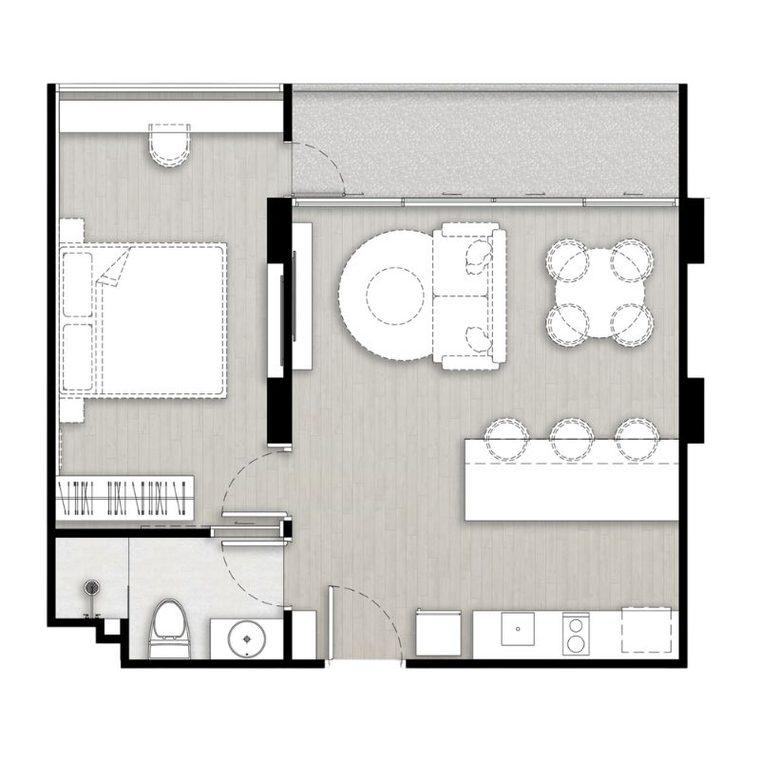 1 bedroom 54 sqm floor plan