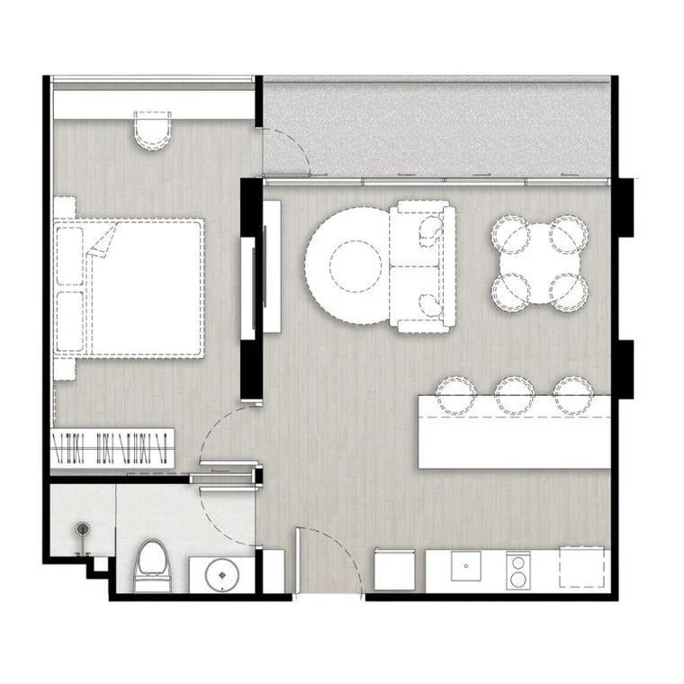 1 bedroom 54 sqm floor plan