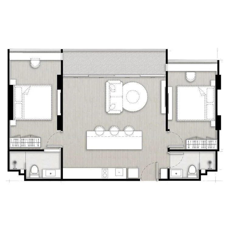 2 bedroom 77 sqm floor plan