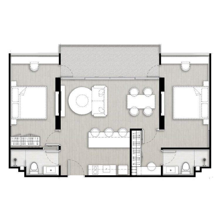 2 bedroom 83 sqm floor plan